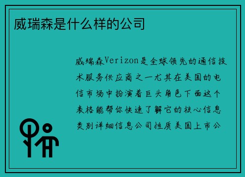 威瑞森是什么样的公司